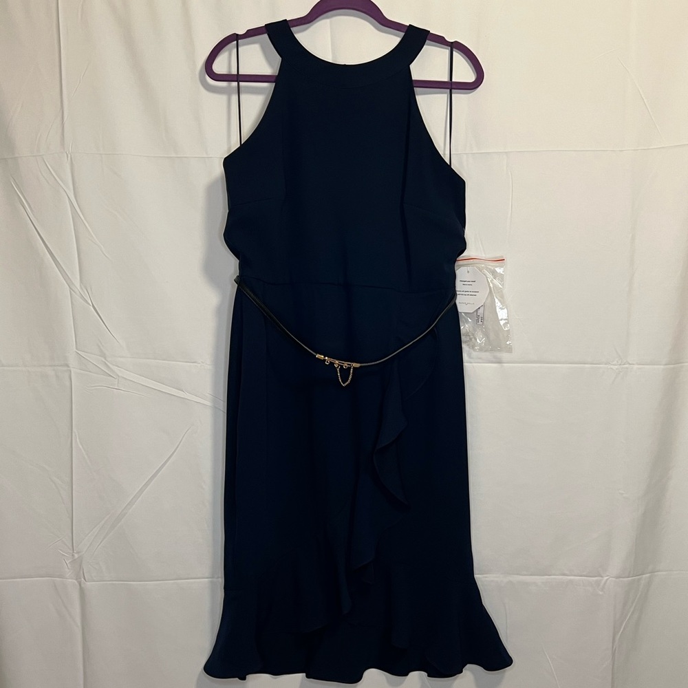 Paper Dolls halter midi dress with belt and frills